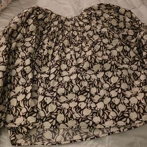 LOFT Black and White Patterned Blouse
